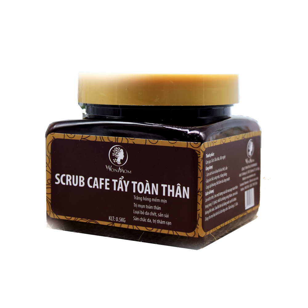 Scrub Cafe Tắm Và Tẩy Tế Bào Chết Toàn Thân Giúp Da Sáng Bật Tone Trắng Hồng Wonmom Hũ 500Gr - Chăm Sóc Da Toàn Thân An Toàn Tại Nhà