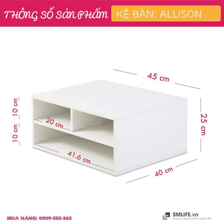 Kệ để bàn gỗ hiện đại SMLIFE Allison | Gỗ MDF dày 17mm chống ẩm | D45xR40xC25cm