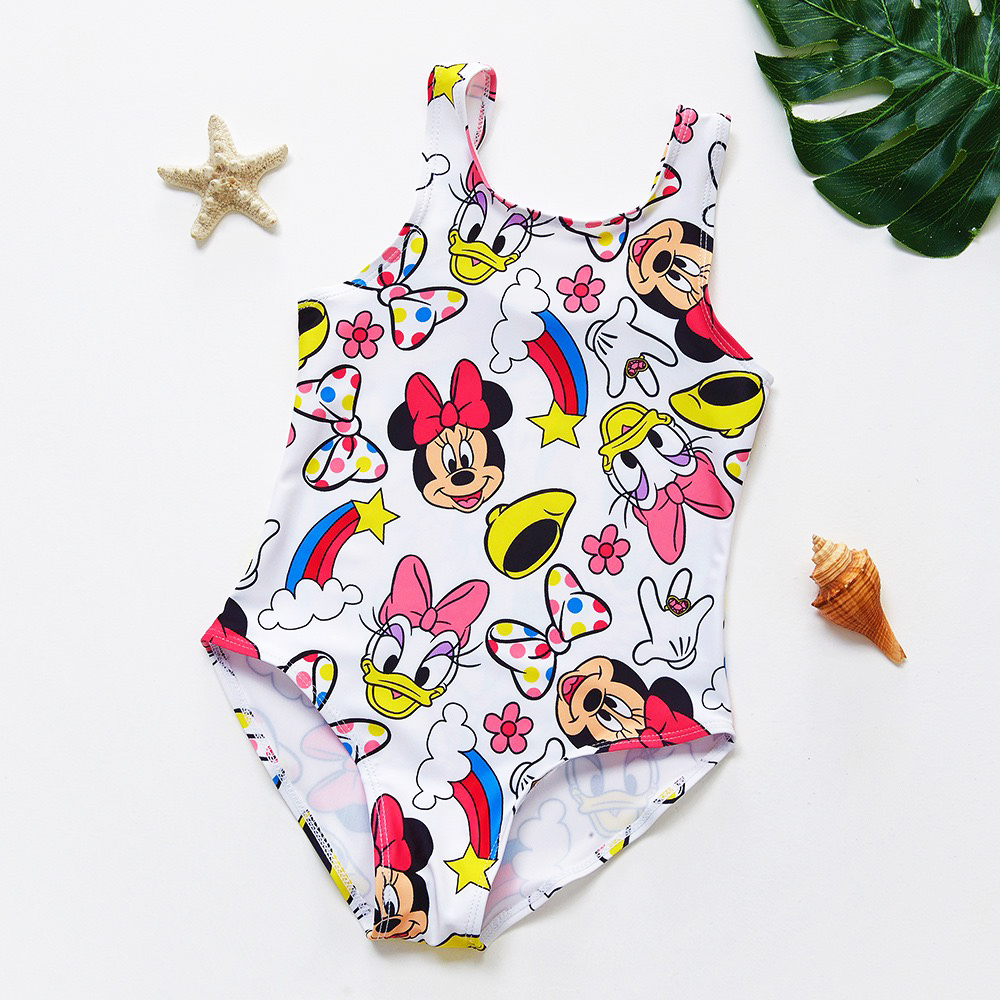 Đồ bơi cho bé gái Mickey vịt Donald Minnie vầu vồng liền thân phối màu cực xinh chất đẹp 1-6T - Misolbooks ảnh thật