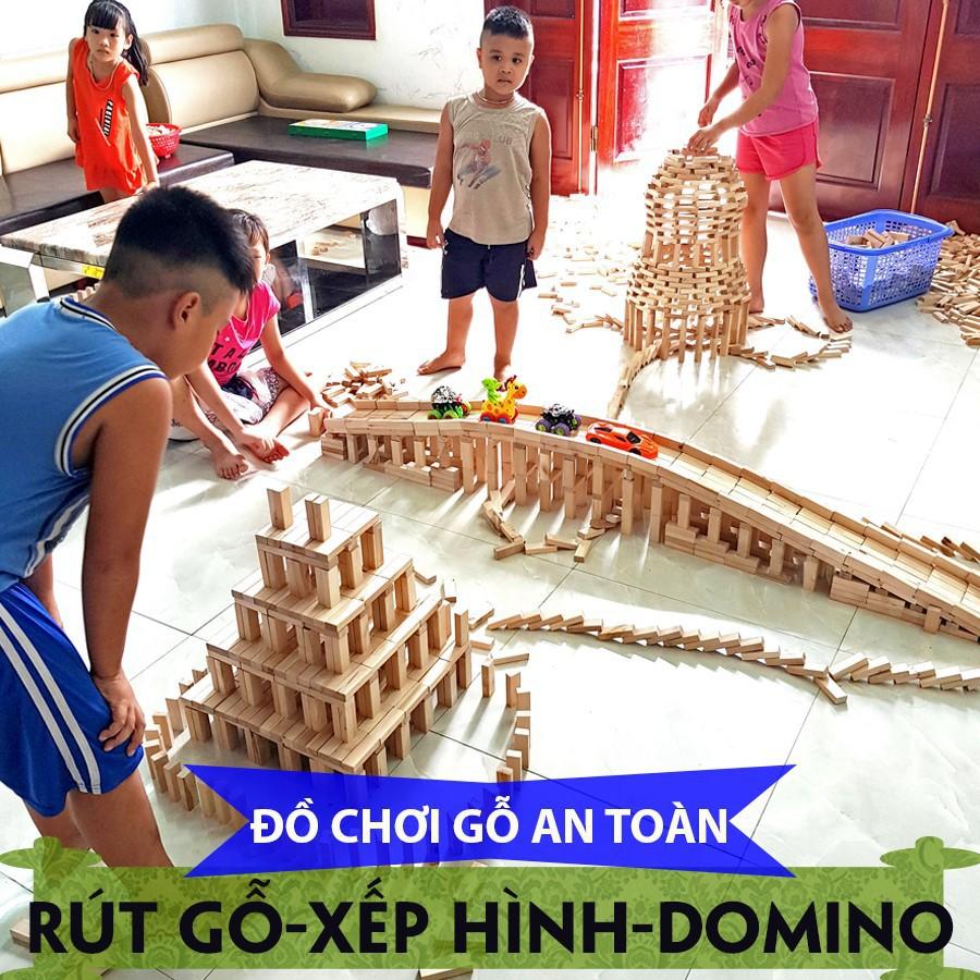 Bộ đồ chơi đa năng xếp hình, rút gỗ, domino, montessori