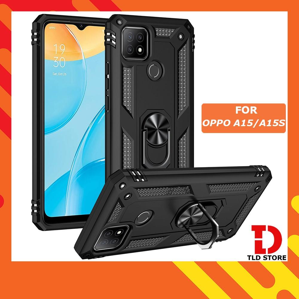 Ốp lưng cho Oppo A15 chống sốc 2 lớp kèm nhẫn iring làm giá đỡ