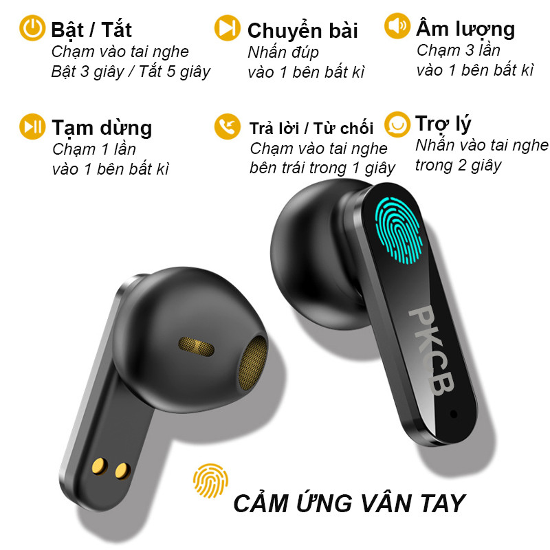 Tai Nghe Bluetooth Không Dây True Wireless New Điều Khiển Vân tay MH268 PKCB- Hàng Chính Hãng