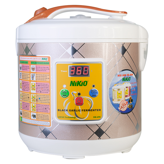 Máy (Nồi) Làm Tỏi Đen Nikio NK-696 - Công Nghệ Nhật Bản, Làm Tỏi Đen 12-15 Ngày, Tỉ Lệ Thành Công 99%, Tỏi Thơm Ngon Giàu Dinh Dưỡng - Bạc Kẻ Vuông - Hàng chính hãng