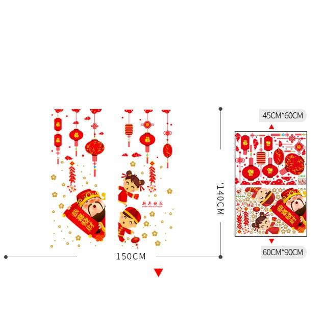 COMBO DECAL TẾT - Thần Tài phối lồng đèn
