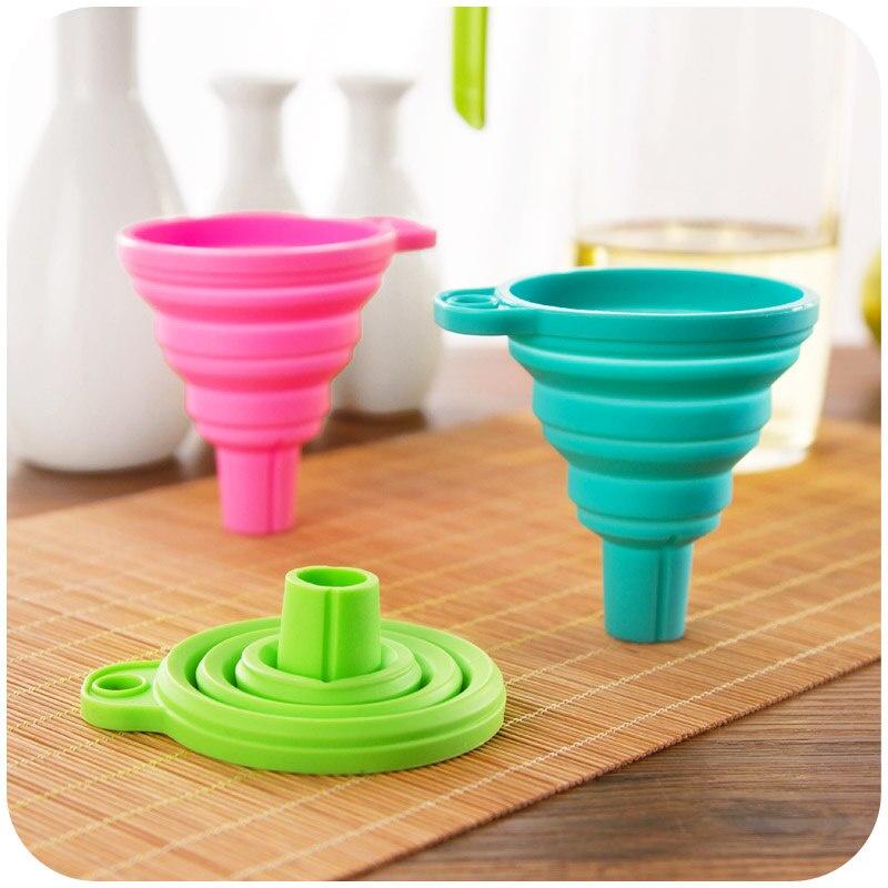 1pc Folding Mini - telescopic Funnel Household Silicone Oil Spill Kitchen Trumpet Liquid Oil Funnel