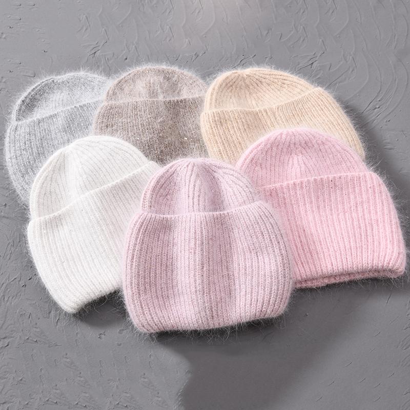 Mùa Thu Đông Hình Thỏ Tóc Mùa Đông Mũ Ấm Beanies Nón Thường Ngày Cho Nữ Trưởng Thành Cashmere Dệt Kim Bò Nón Sáng Dây