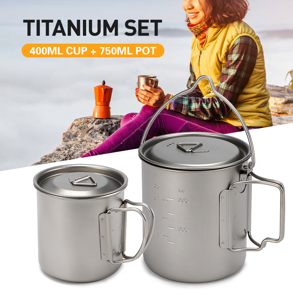 Bộ ấm chén bằng titan siêu nhẹ