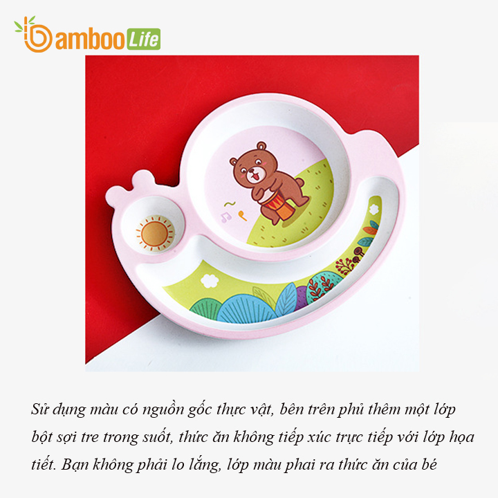 Bộ khay ăn dặm sợi tre Bamboo Life cho bé BL028 gồm 5 chi tiết hàng chính hãng Bộ bát chén ăn dặm cho bé Đồ dùng ăn dặm cho bé