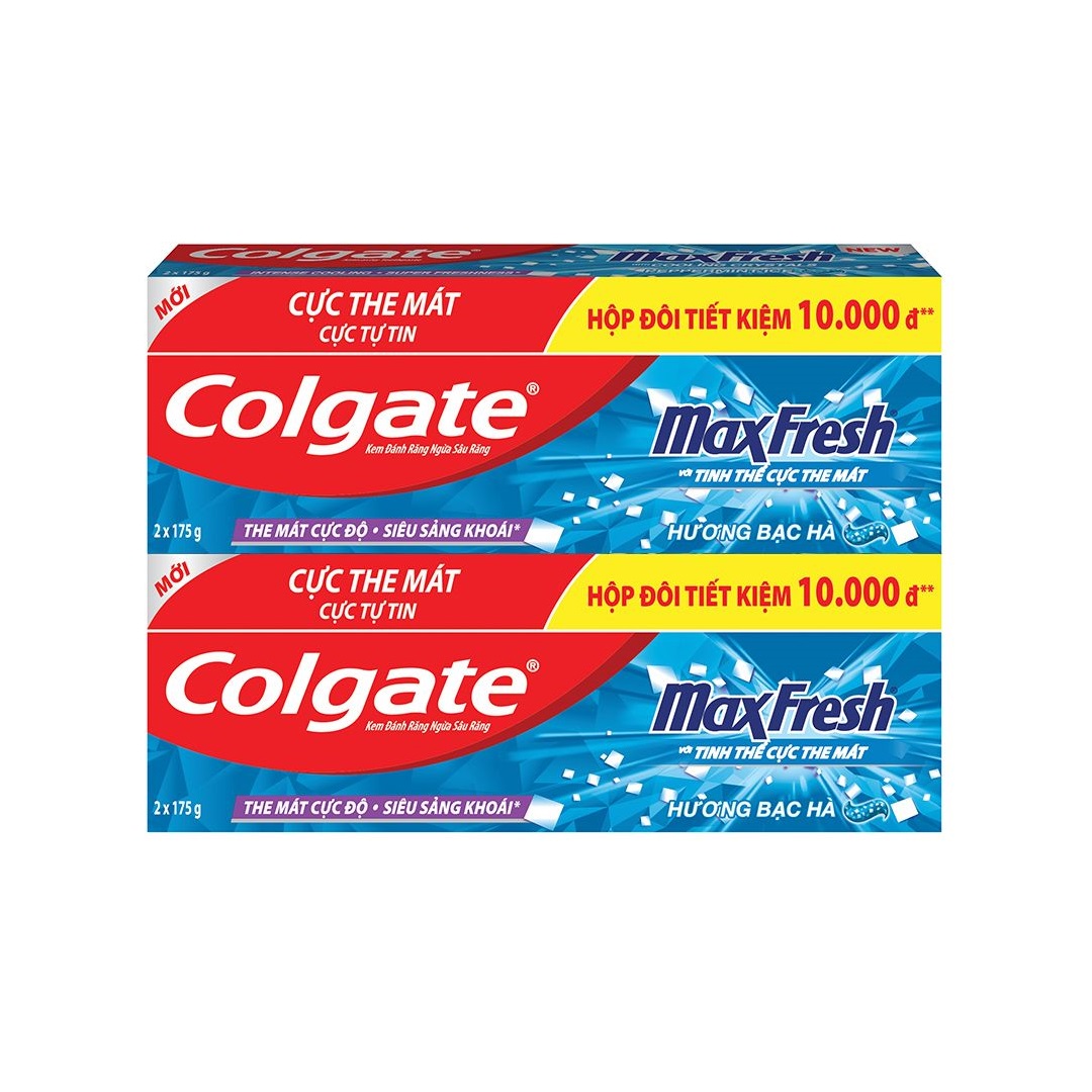 Bộ 2 hộp đôi kem đánh răng Colgate Maxfresh Twin bạc hà 175g/tuýp