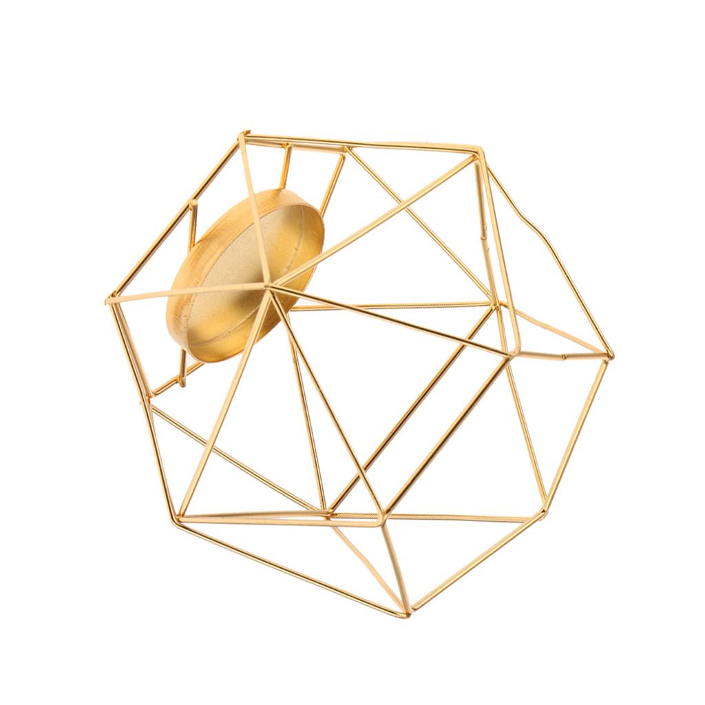 12x Iron Wire 3D Copper Geometric Candle Tea Light Holder Mood Light Wedding