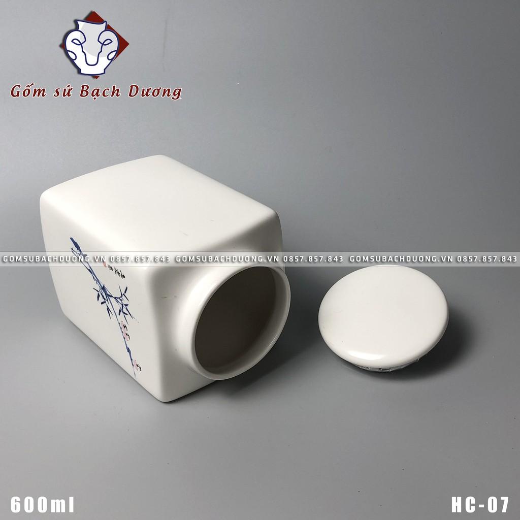 HŨ ĐỰNG TRÀ 600ml bằng sứ AN TOÀN SỬ DỤNG - HC-07