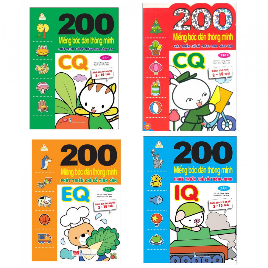 Hình ảnh Bộ  200 miếng bóc gián phát triển thông minh bé tự sáng tạo IQ, EQ, CQ ( BỘ 2 đến 10 tuổi )- Tặng kèm Postcard Greenlife