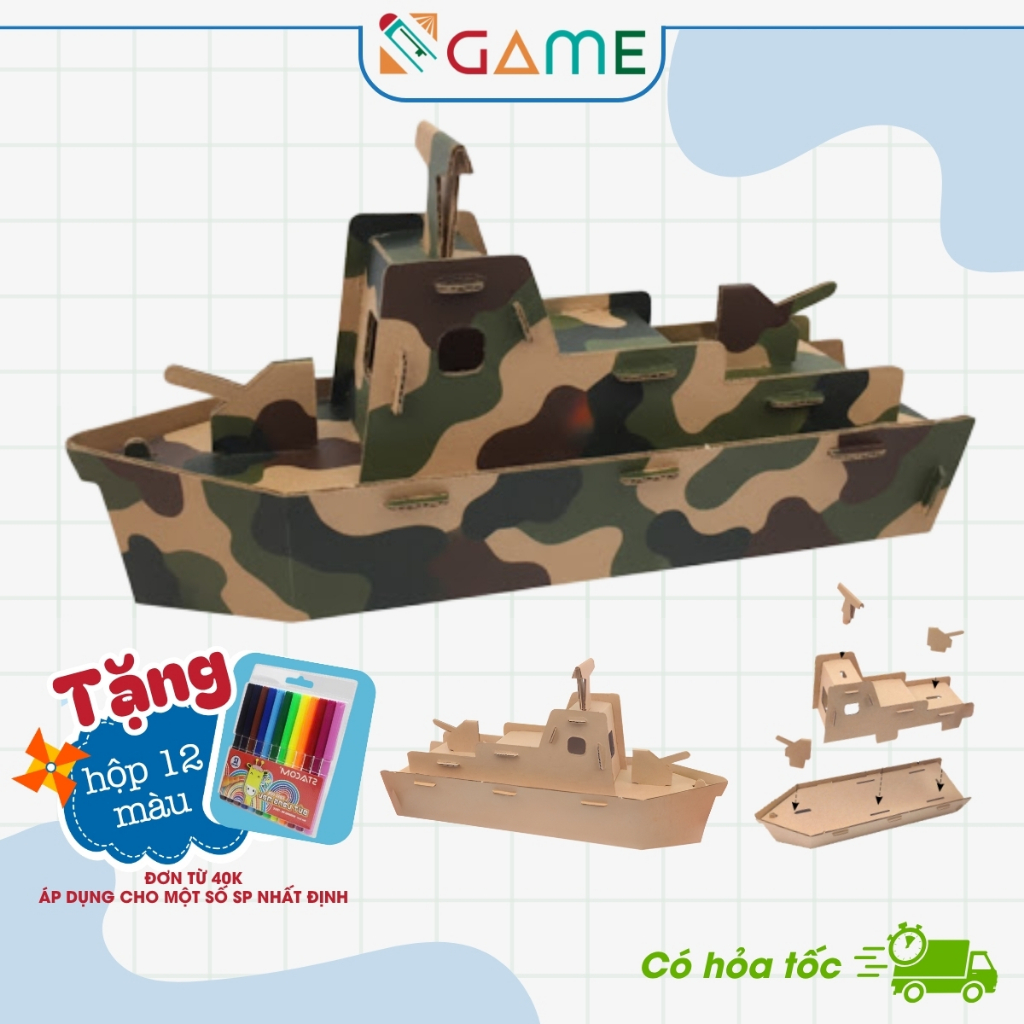 Mô Hình Lắp Ráp - TÀU CHIẾN - Chất Liệu Carton Thân Thiện Môi Trường - SKIDS