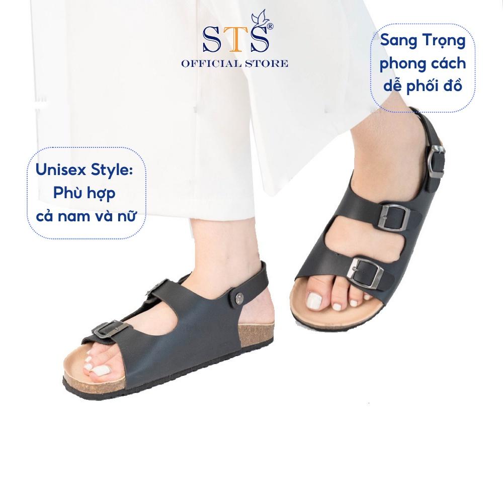 Giày Sandal đế trấu nam nữ Da PU mặt kem thời trang chống nước cao cấp nhiều màu sắc KPU02