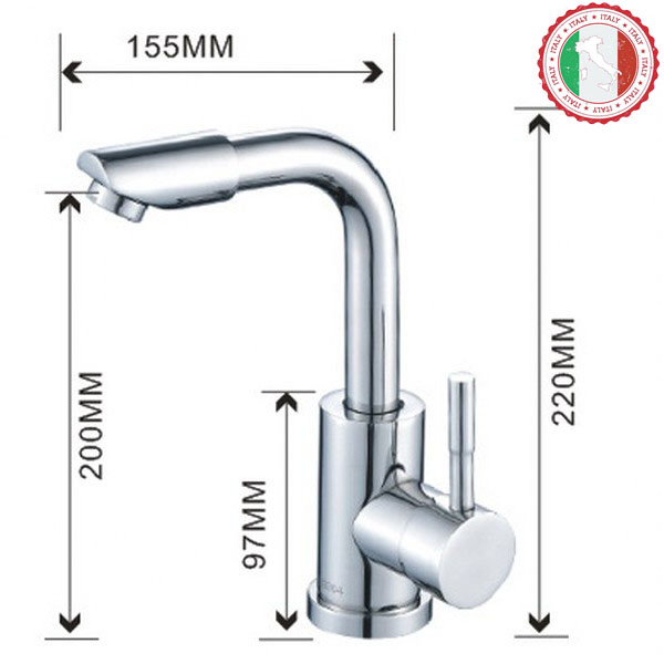 Vòi Lavabo nóng lạnh SUS304 Bóng - Cao cấp ITALIA