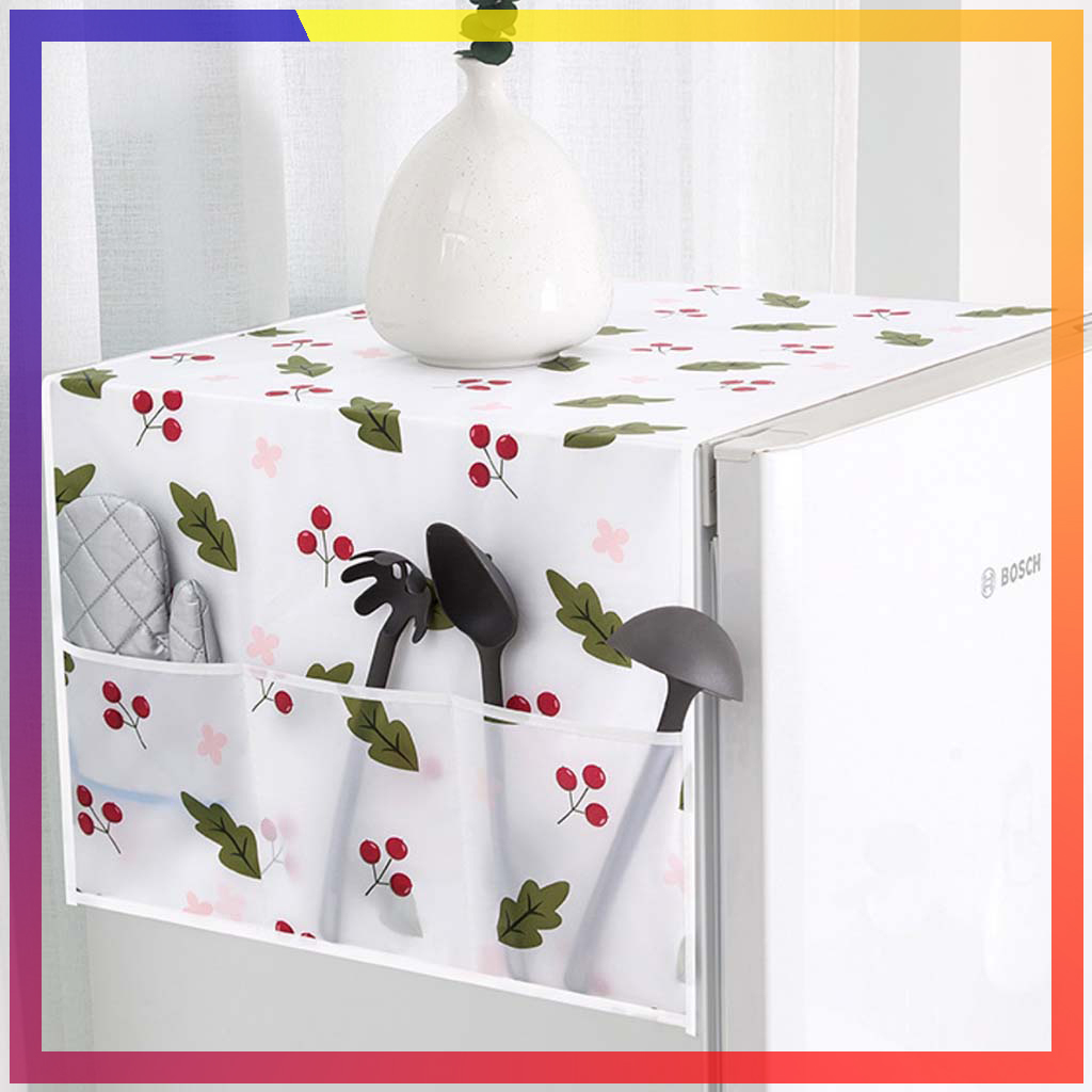 Tấm phủ tủ lạnh PEVA chống thấm, đặc biệt tấm phủ tủ lạnh có nhiều ngăn vô cùng tiện lợi để chứa đồ dùng cần thiết cho gia đình
