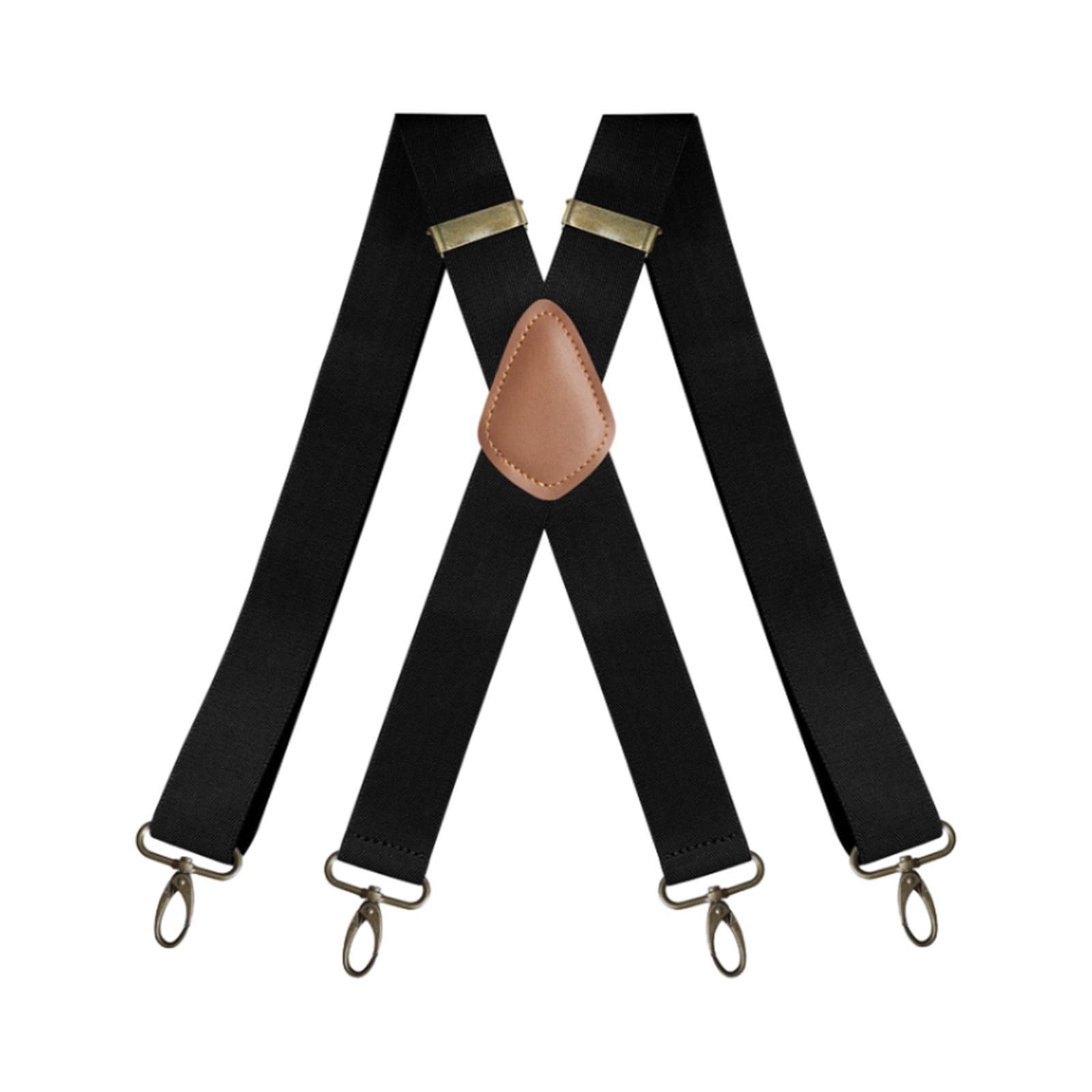 Suspenders for Men Elastic Straps Trouser 4 Clips x Shaped 3.5cm Wide
