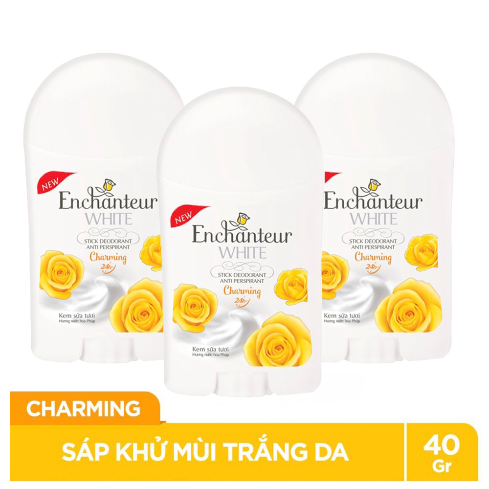 Bộ 3 Sáp khử mùi trắng da Enchanteur Charming 40gr*3