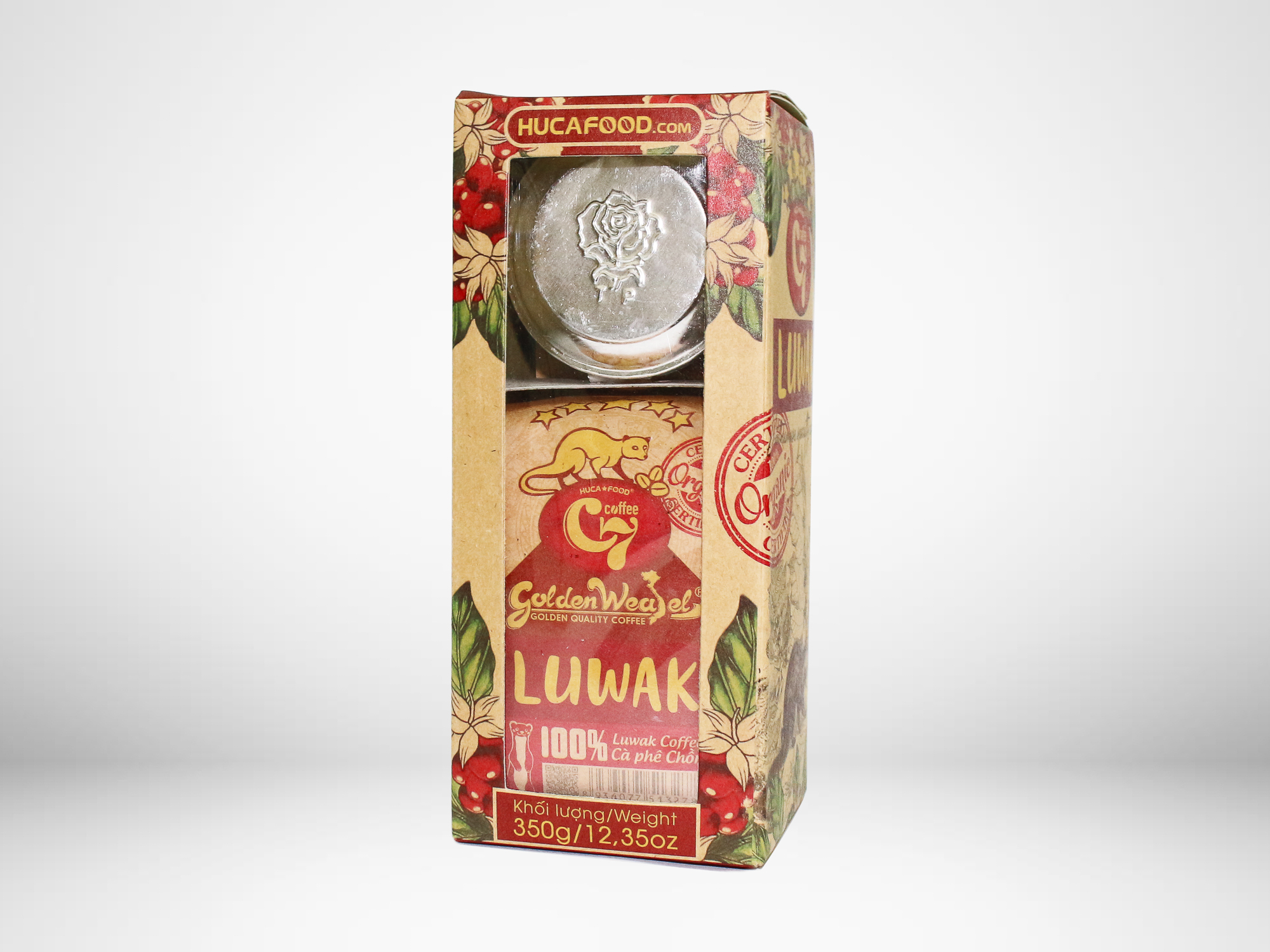 Cà Phê Bột Luwak Nguyên Chất 100% Con Chồn Vàng Hộp 350Gr - Huca Food