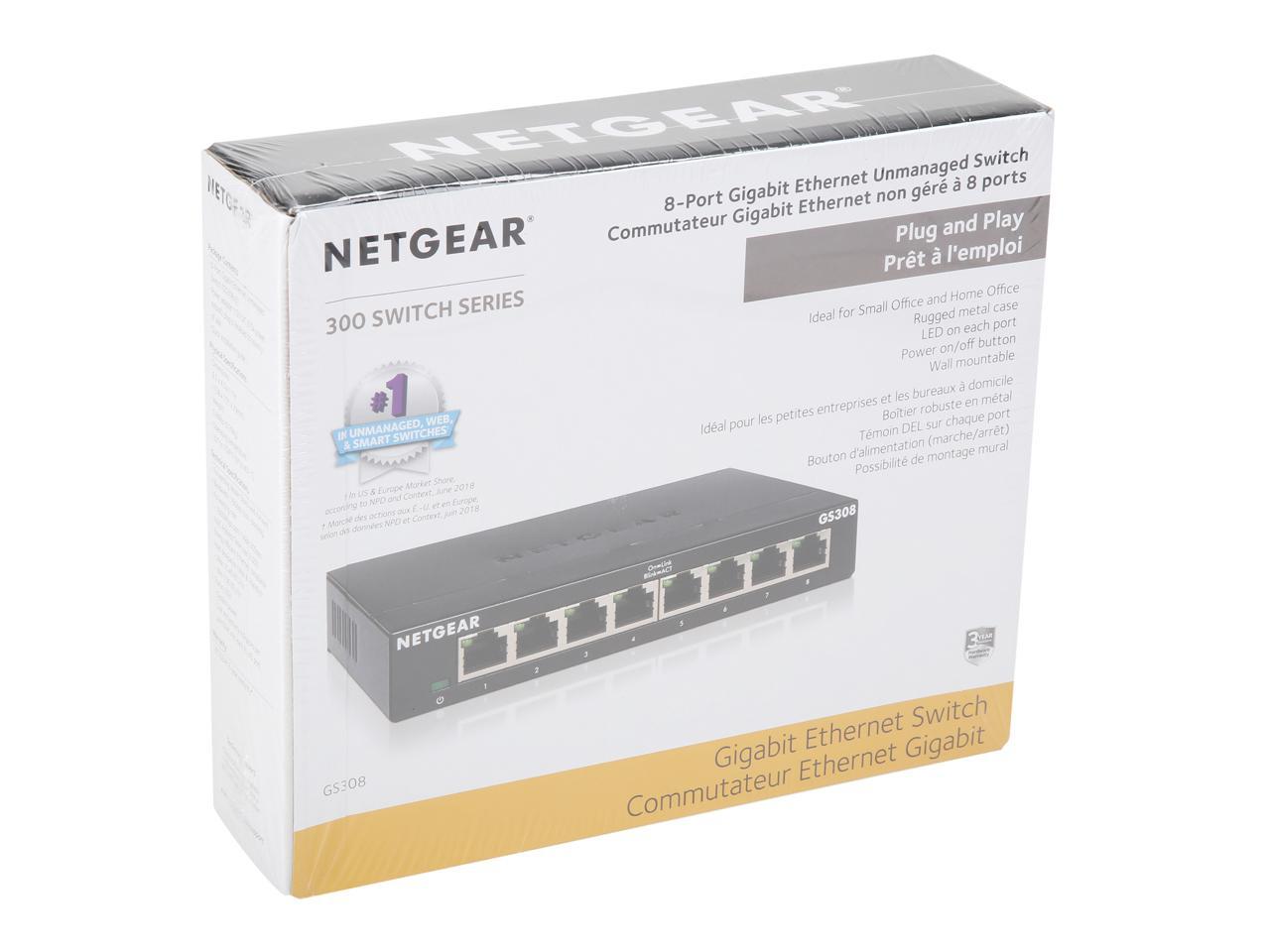 Bộ Chia Mạng Để Bàn 8 Cổng 10/100/1000M Gigabit Ethernet Unmanaged Switch Netgear GS308 - Hàng Chính Hãng