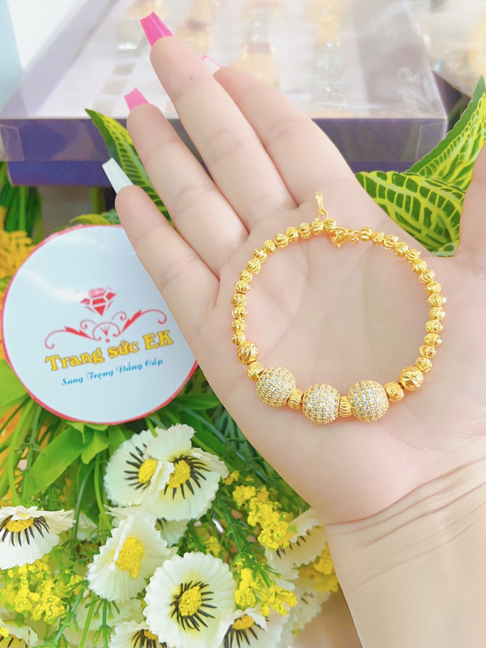 Vòng tay bi mạ 18.k cao cấp E.V24