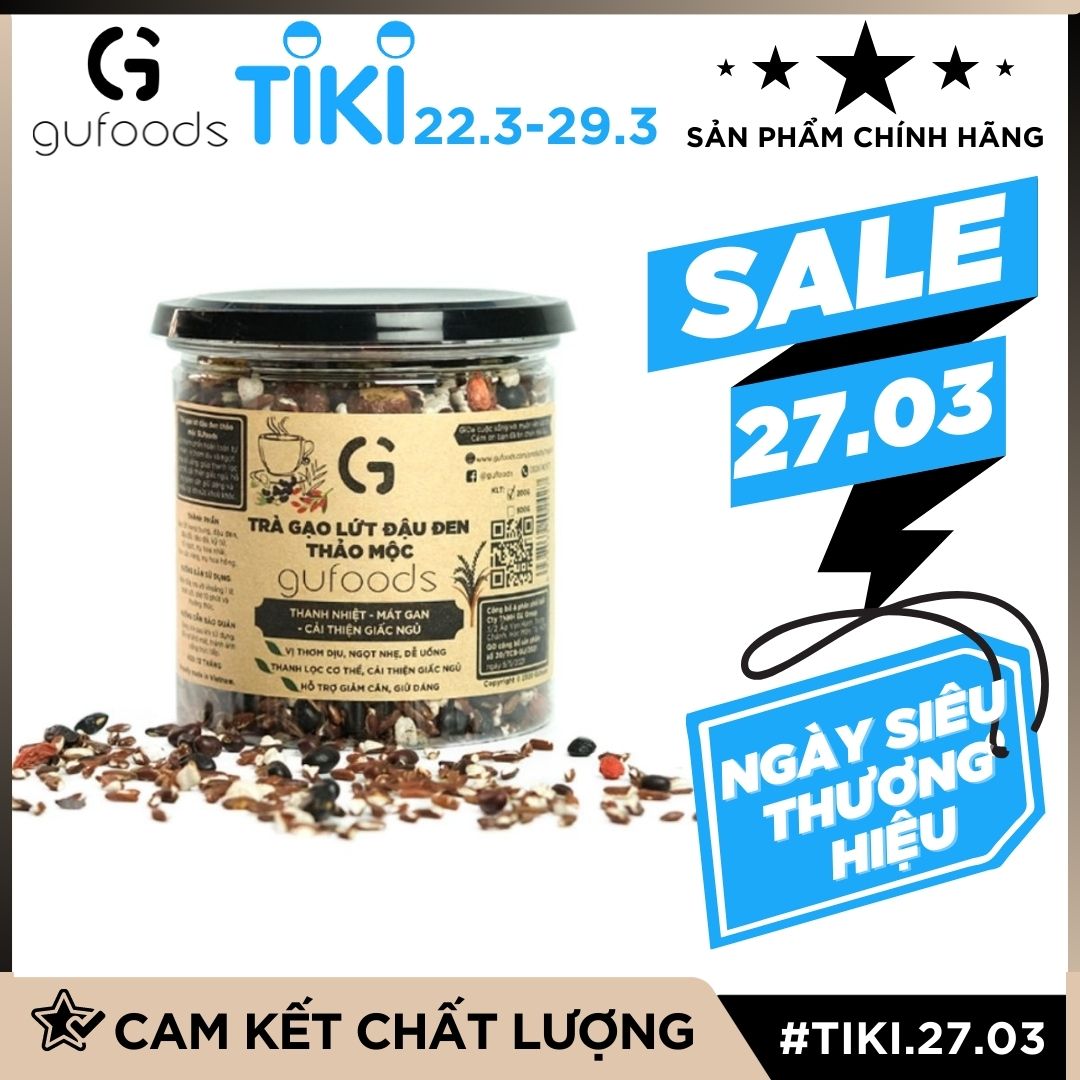 Trà gạo lứt đậu đen vị Cúc Long nhãn GUfoods - Không chứa caffeine, Ngọt dịu, Thanh mát, Thư giãn tinh thần, Healthy, Thực dưỡng, Eat clean