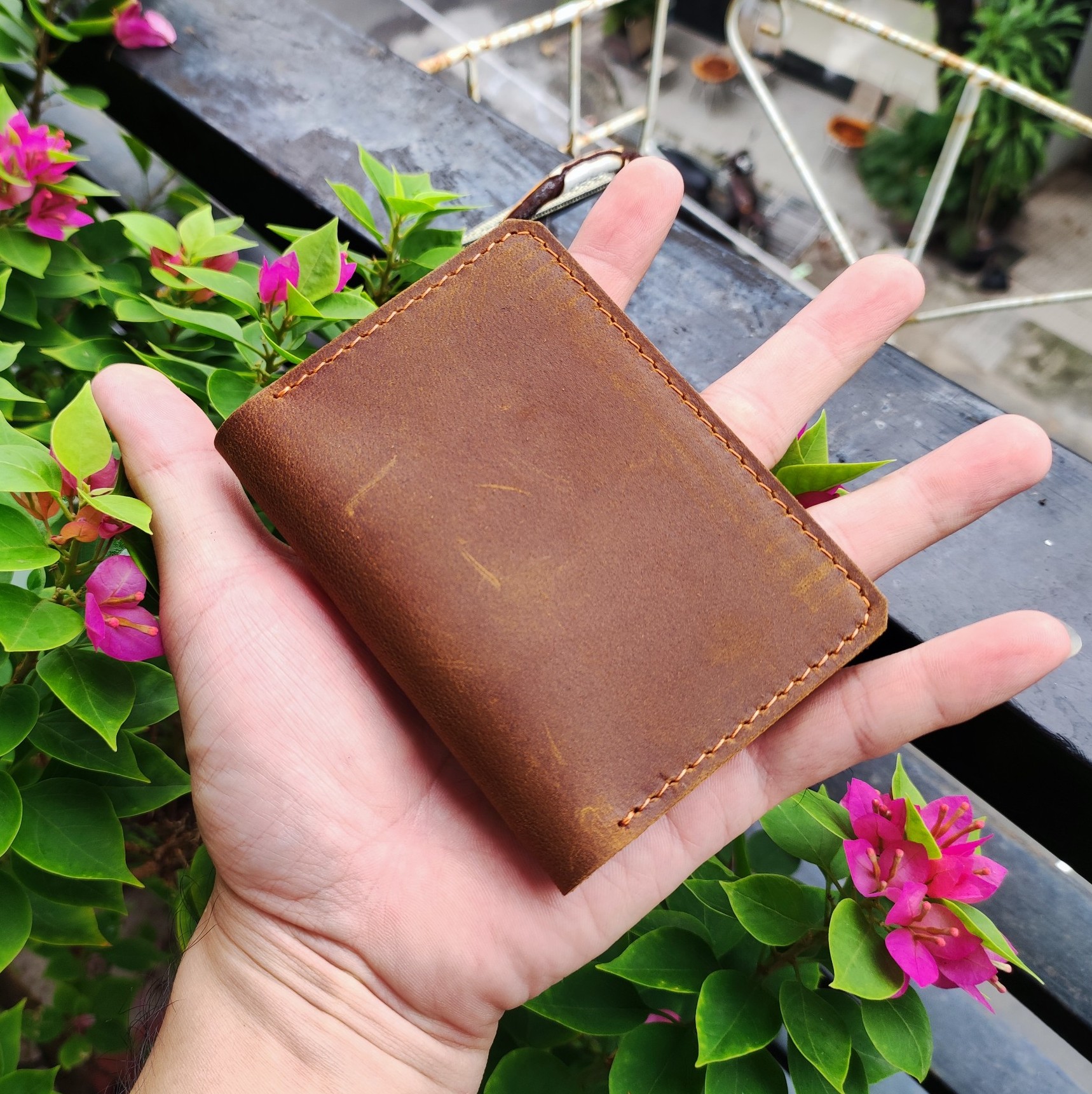 Bóp Ví Nam Mini Nhỏ Gọn Da Bò Thật Cao Cấp Dùng Càng Lâu Càng Đẹp Màu Nâu/Đen V16