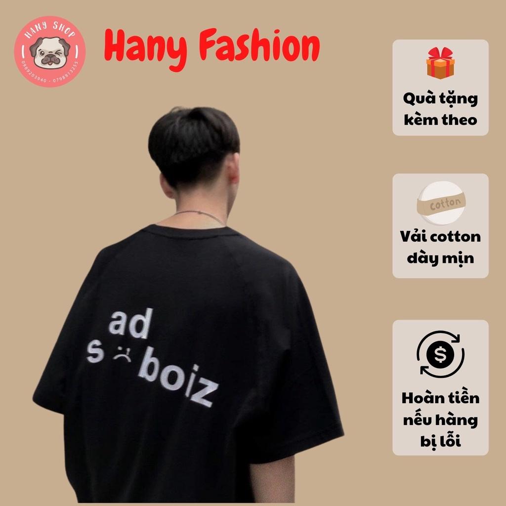 Áo thun unisex tay lỡ SADBOIZ SAD BOIZ SIGNATURE hình thêu mặt cười || Hany shop
