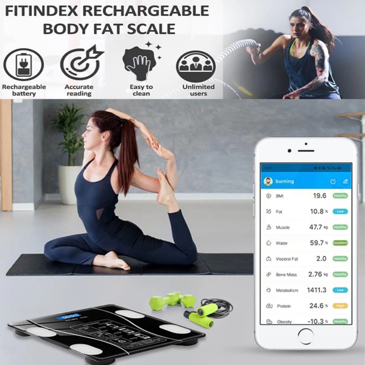 Phân Tích Sức Khỏe Toàn Diện: Cân Điện Tử Bluetooth Đo Lượng Mỡ và Nhiệt Độ Phòng Bản Cao Cấp