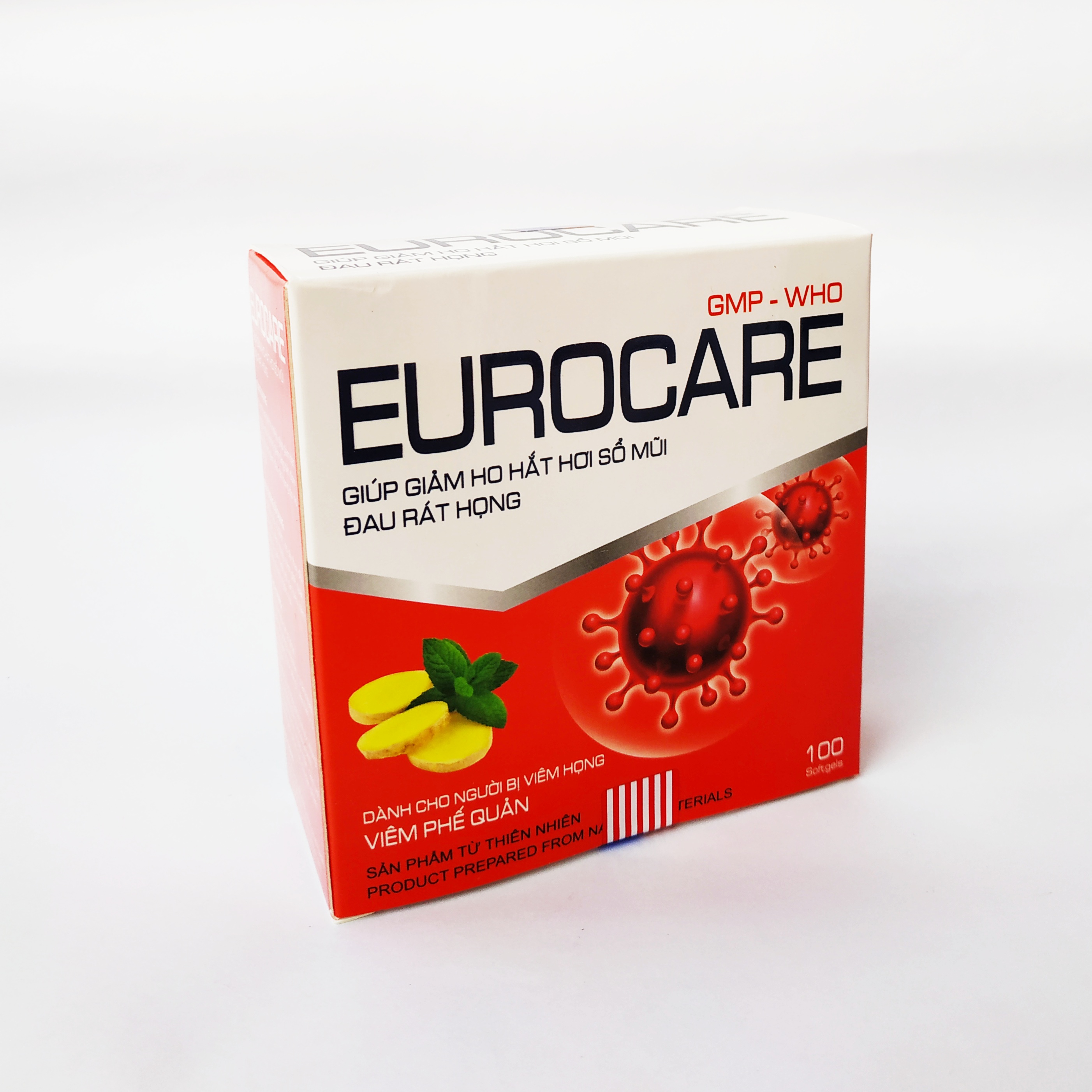 Eurocare – Giúp Giảm Ho Thông Thoáng Mũi Họng, Giảm Các Triệu Chứng Cảm Lạnh, Sổ Mũi, Đau Rát Họng – Eugica Hộp 100 Viên