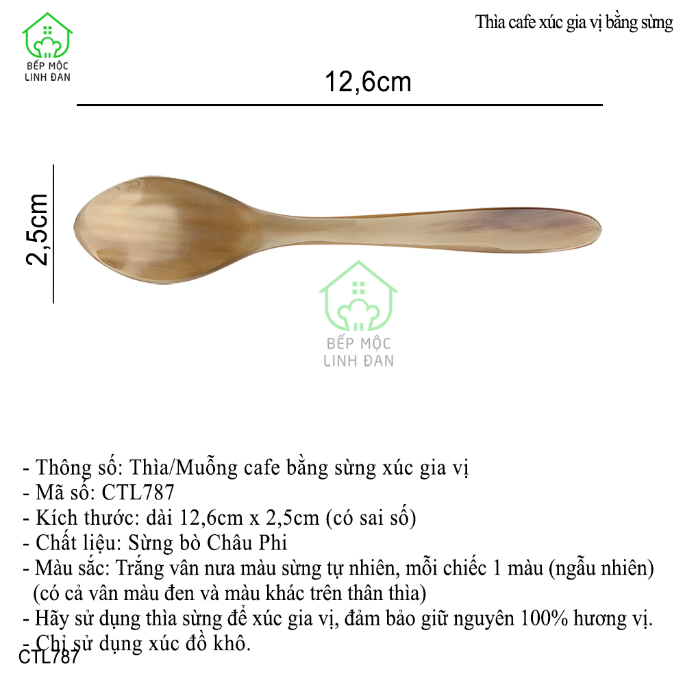 Muỗng Xúc Gia Vị Đồ Khô Bằng Sừng Tự Nhiên HAHANCO_Size 12.6cm [CTL787]