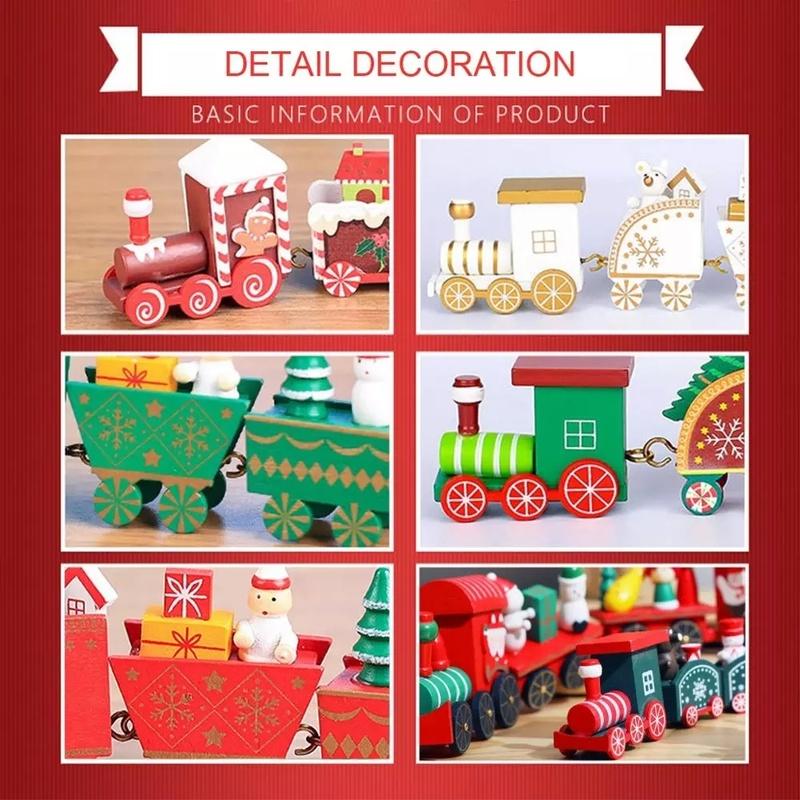 Bộ 4 phụ kiện trang trí Giáng Sinh thiết kế hình xe lửa mini làm bằng tay xinh xắn