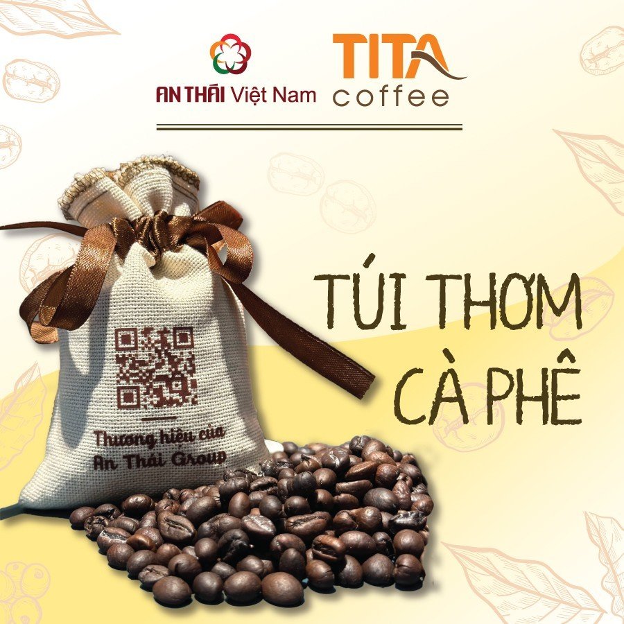 Túi thơm cà phê Tita Coffee-Dùng để treo xe, bàn làm việc, phòng khách-100% hạt rang-Hương thơm tự nhiên