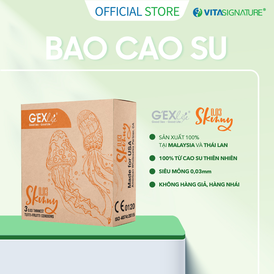 Bao cao su Skinny -G'EXlife- ôm khít, siêu mỏng 0.03