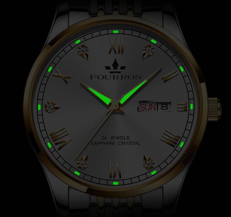 Đồng hồ nam FOuRRON F288 santafe watch 2020 chạy 2 Lịch dây thép không gỉ cao cấp