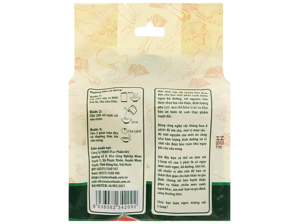 Viên Súp Sấy Thăng Hoa Canh Kim Chi Thịt Gà Ăn Liền I-Soup 66g