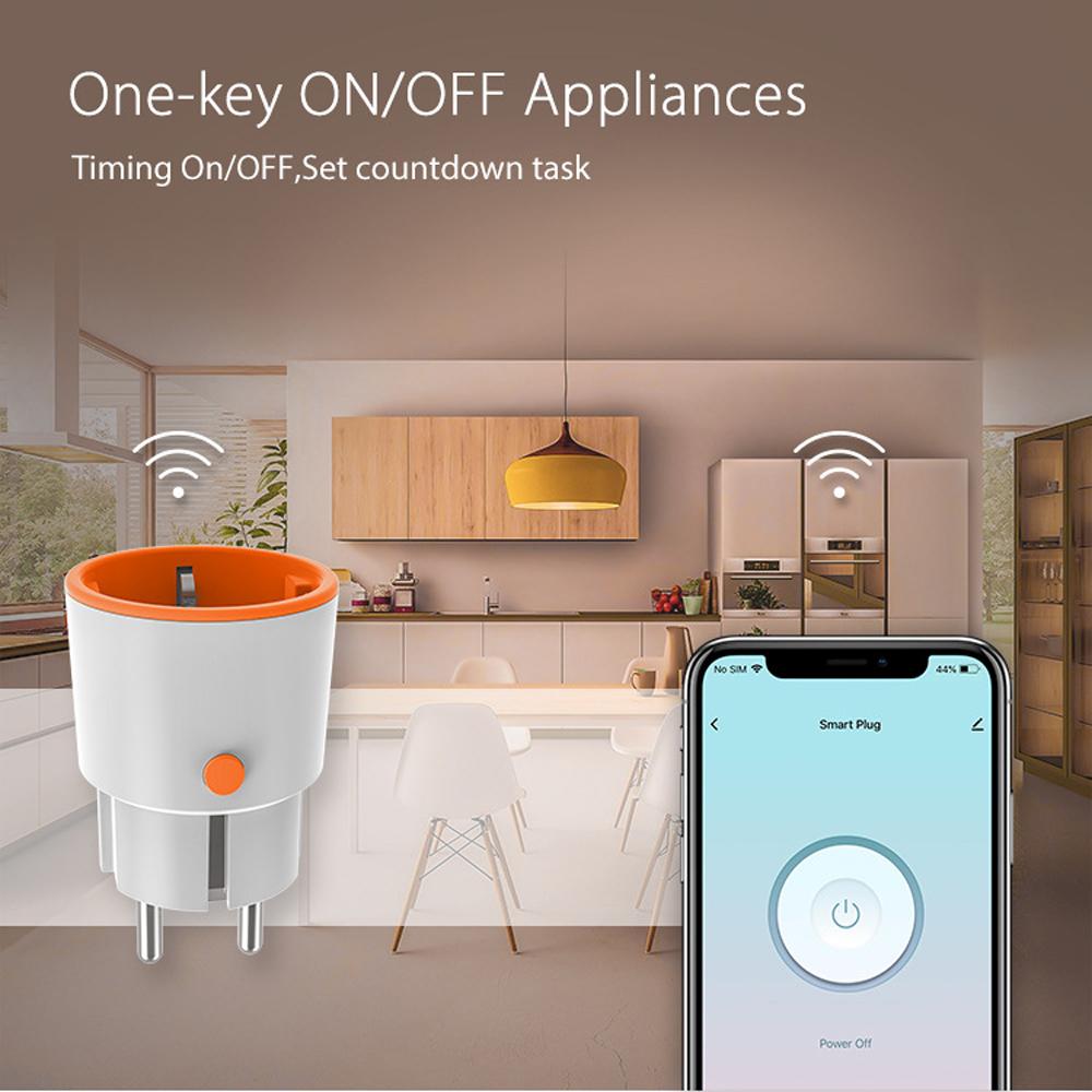 Tuya ZigBee 16A Intelligent EU-Plug Real-time Current Voltage Power Metering Countdown Plug Intelligent Home Scene Linkage Mobilephone APP Remotes Control Compatible with Alexa Google Home Voice Control
