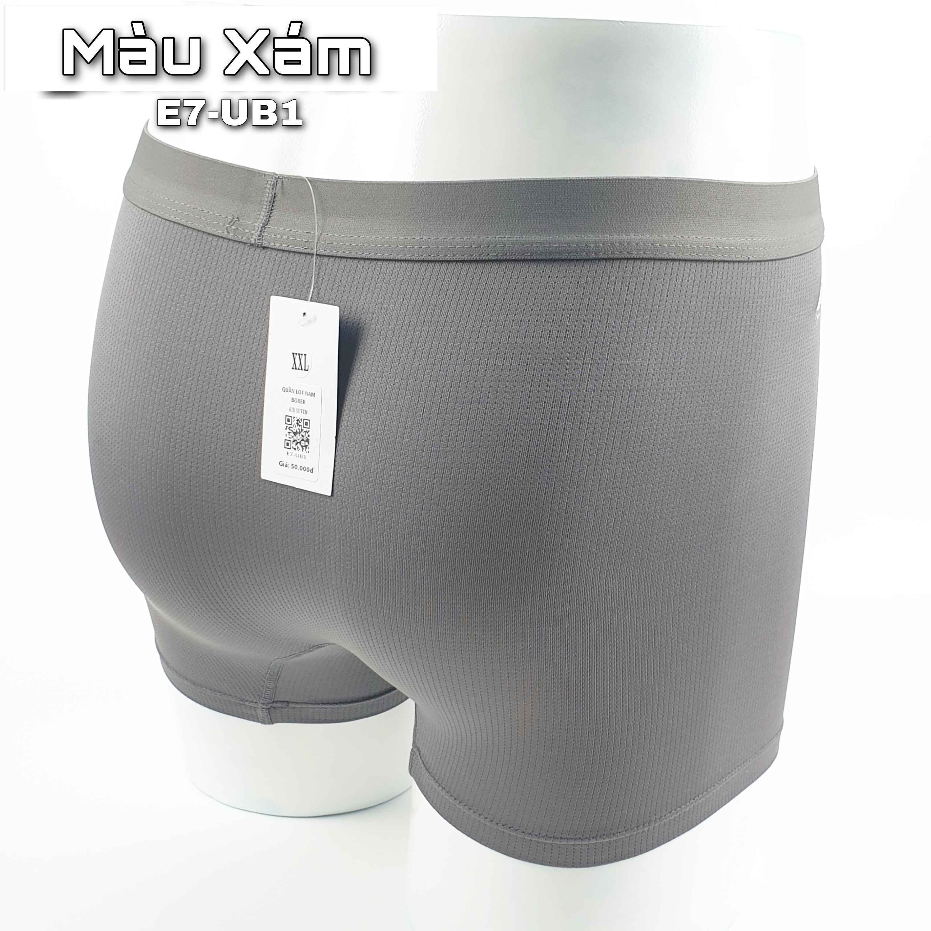 Quần lót nam Boxer thun co giãn 4 chiều, lưng thun nhỏ, công nghệ thoáng khí - màu Xám