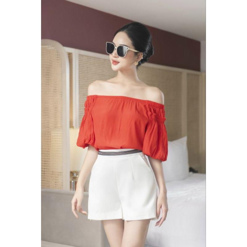 Áo sơmi trễ vai công sở_sơmi trễ vai mặc được 2 kiểu