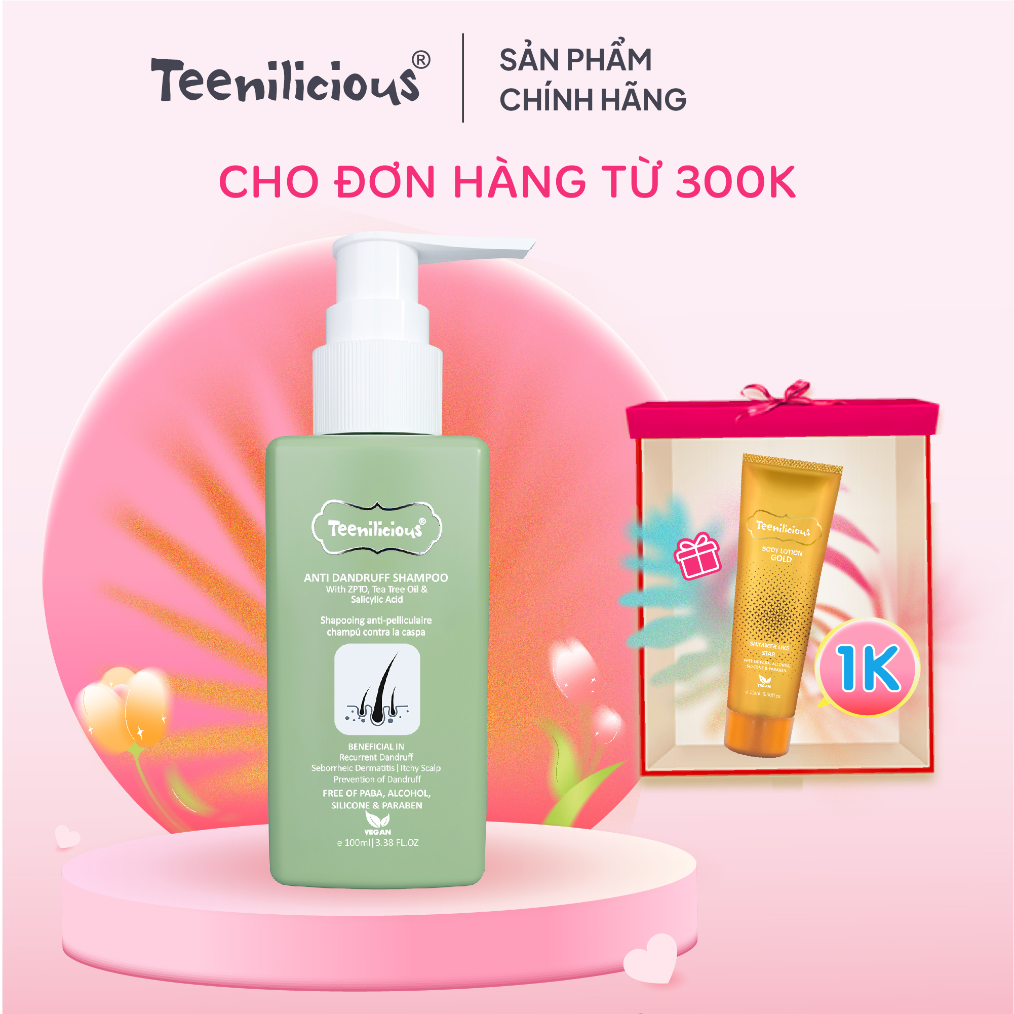 Dầu Gội Teenilicious Anti Dandruff Shampoo Hỗ Trợ Trị Gàu Giảm Ngứa Da Đầu Và Giảm Rụng Tóc 100ml