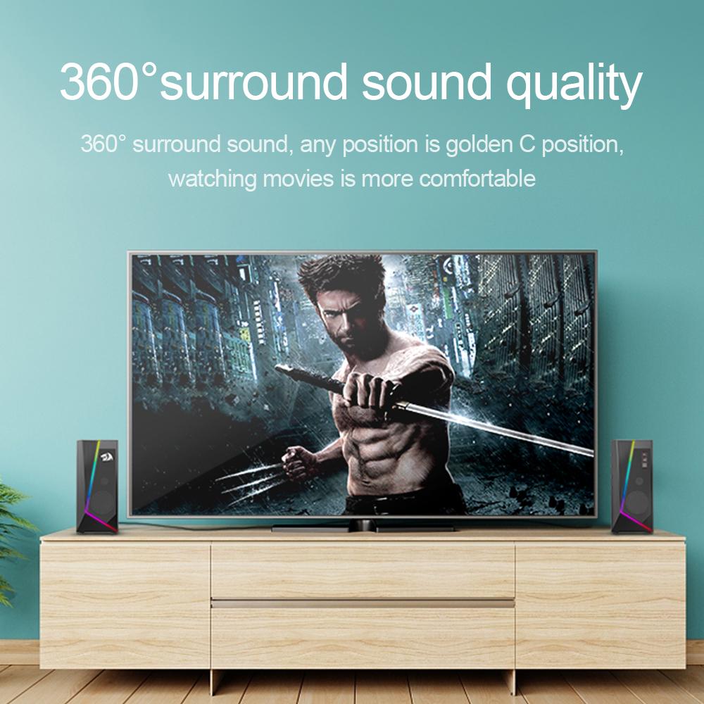 REDRAGON GS520 Anvil aux 3.5mm âm thanh vòm stereo nhạc RGB loa âm thanh cho máy tính 2.0 PC home notebook TV loa