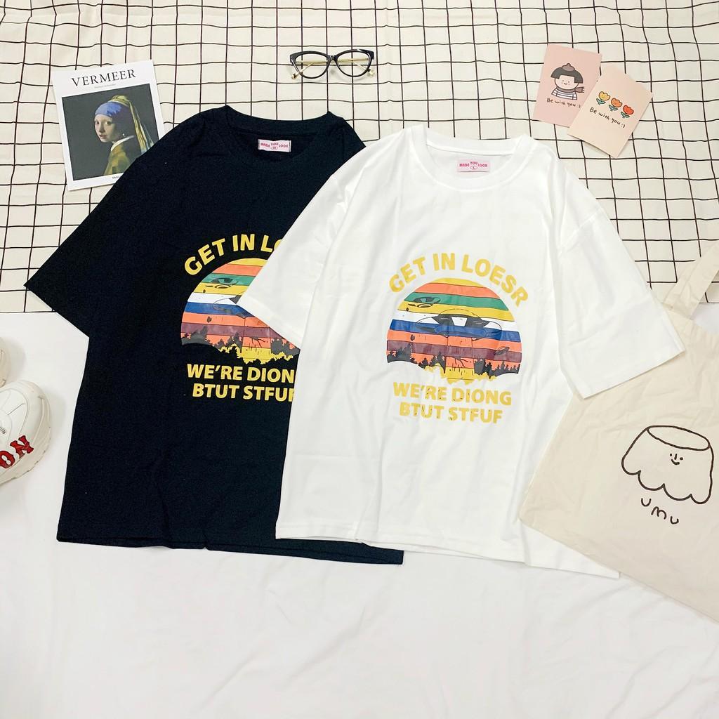 Áo Thun Tay Lỡ Unsiex GET IN LOESR Form Rộng Ulzzang