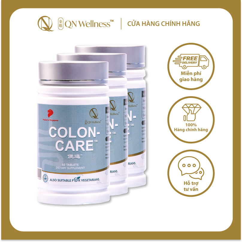 Combo Siêu Ưu Đãi Viên Uống Bổ Sung Colon Care QN Wellness Chiết Xuất Lô Hội, Hạt Mã Đề & Hạt Cassia Hỗ Trợ Đường Ruột, Bổ Sung Chất Xơ, Cải Thiện Trao Đổi Chất - Hộp 60 Viên x 3