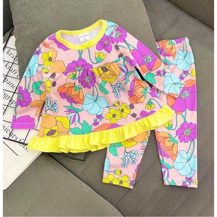 Bộ dài dáng xoè thun borip xuất xịn cho bé gái 8-22ký