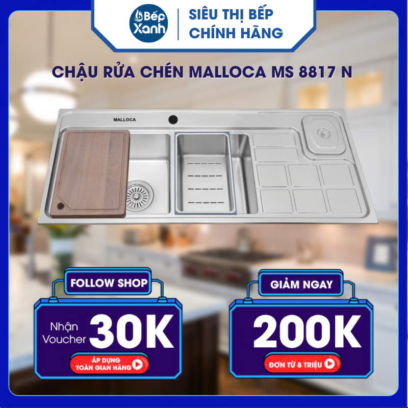 Chậu rửa chén Malloca MS 8817 N - Hàng Chính Hãng