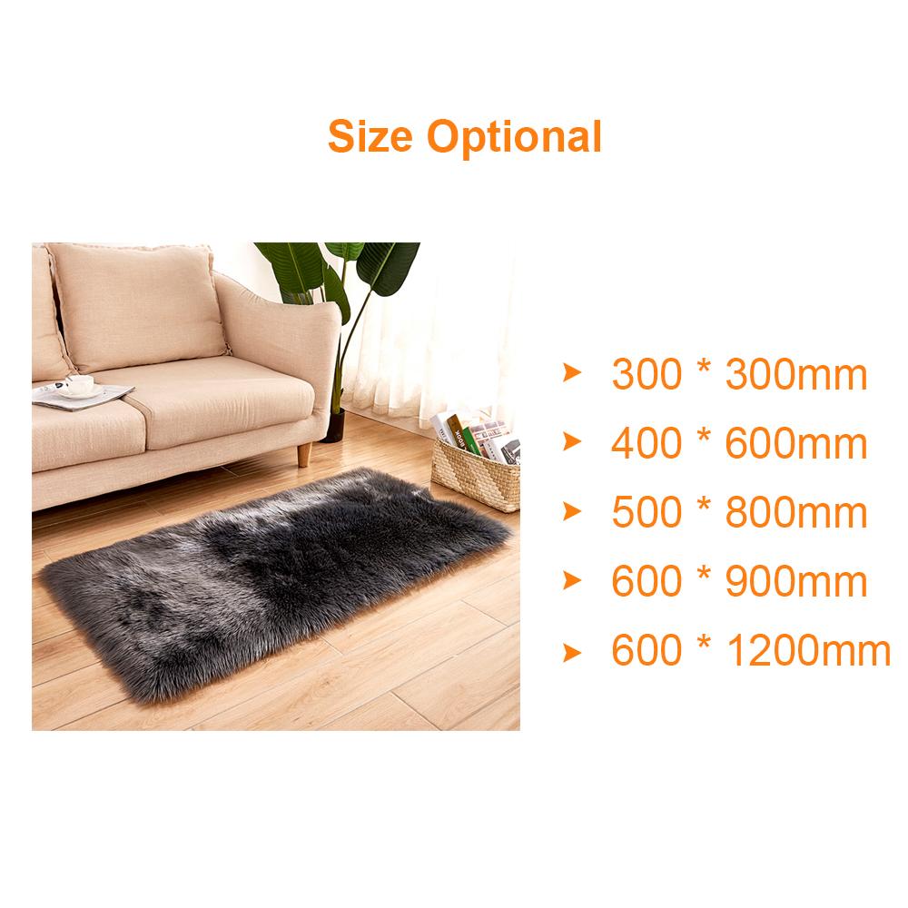 Tấm thảm len dài sang trọng cho phòng khách, phòng ngủ lông mịn siêu mềm hình chữ nhật giả da cừu-Màu xám đen-Size