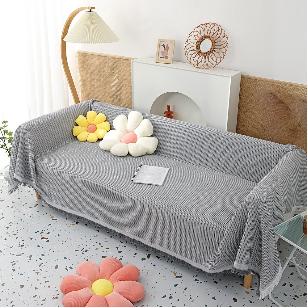 Thảm Phủ Sofa Dập Caro Vuông Màu Đơn Sắc Phủ Ghế