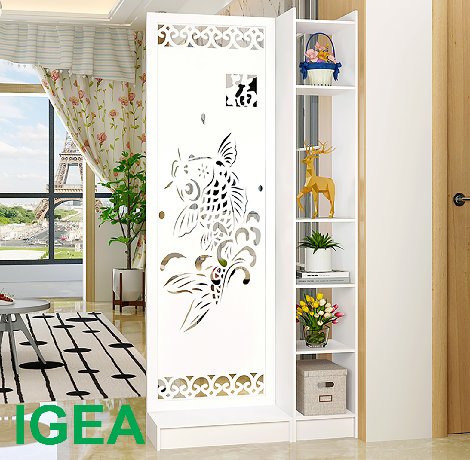 VÁCH NGĂN CÁ CHÉP PHONG THUỶ LIỀN 1 KỆ (C1m9 x R 90cm)