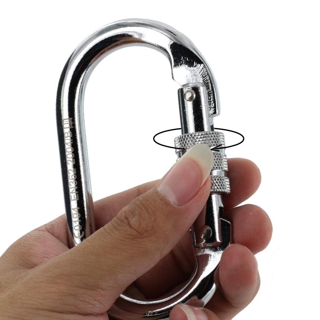 Mountaineering Rock Climbing Carabiner Steel Screwgate Locking Hook 25KN
