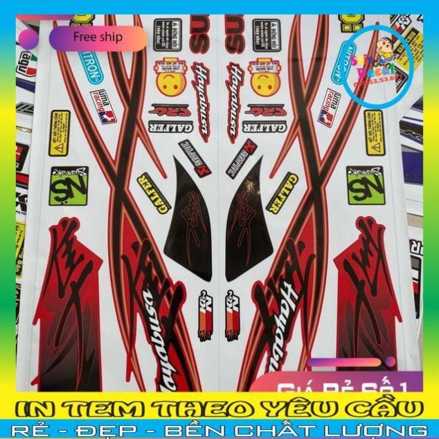 Tem rời Hayate Hâybusa dán xe đỏ